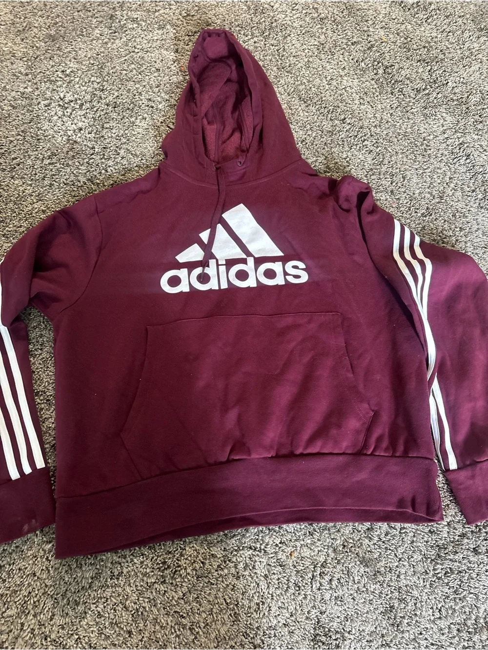 adidas Maroon Pullover Hoodie with White Logo
